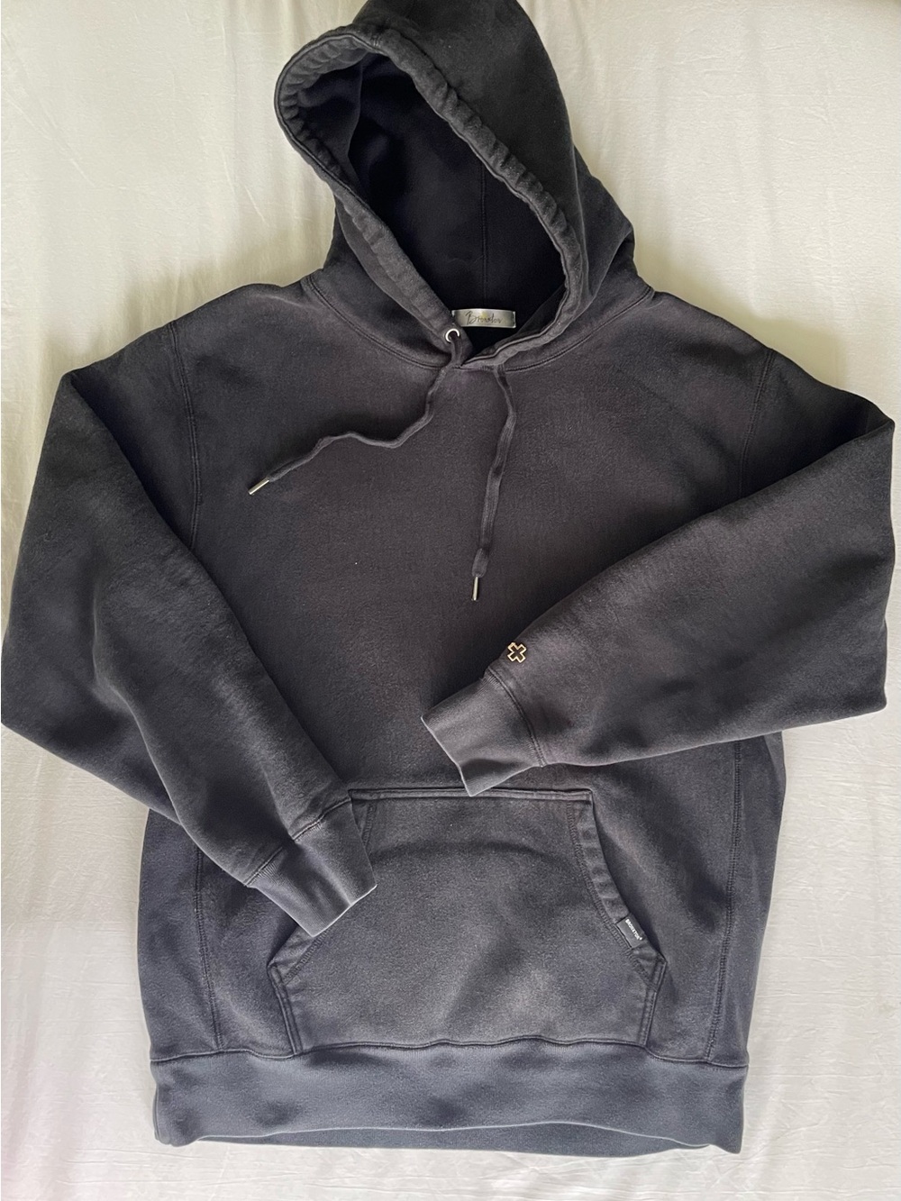 Bronxton Mens Heavyweight Hoodie Black Charcoal Thick Pullover Sweatshirt XL